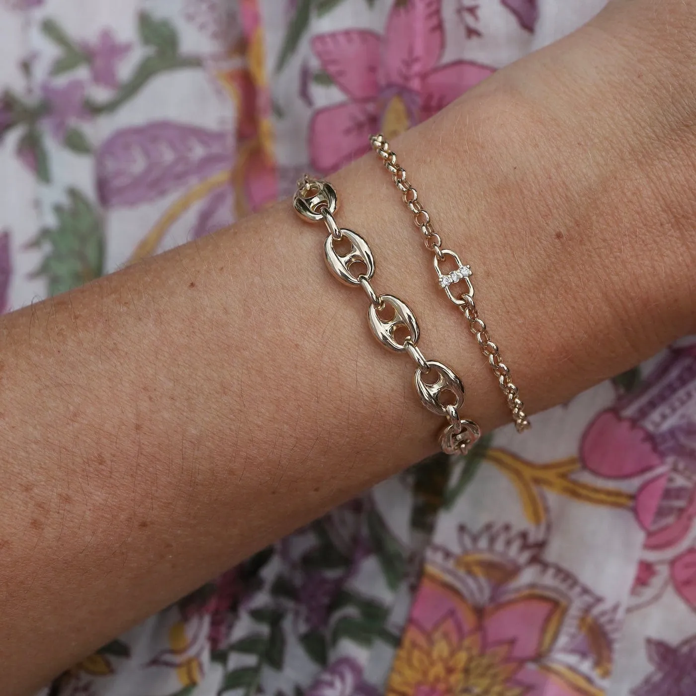 14k Mariner Station Chain Bracelet
