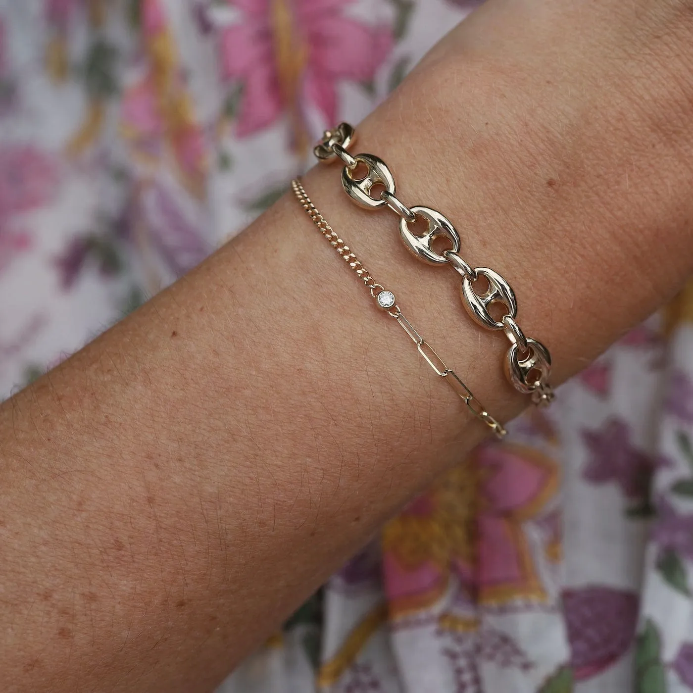 14k Mariner Station Chain Bracelet