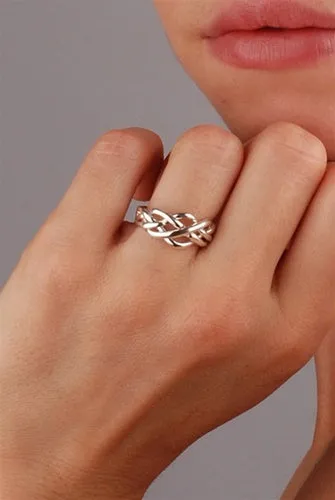 14K White Gold LADIES 4 band Puzzle Ring 4WGL