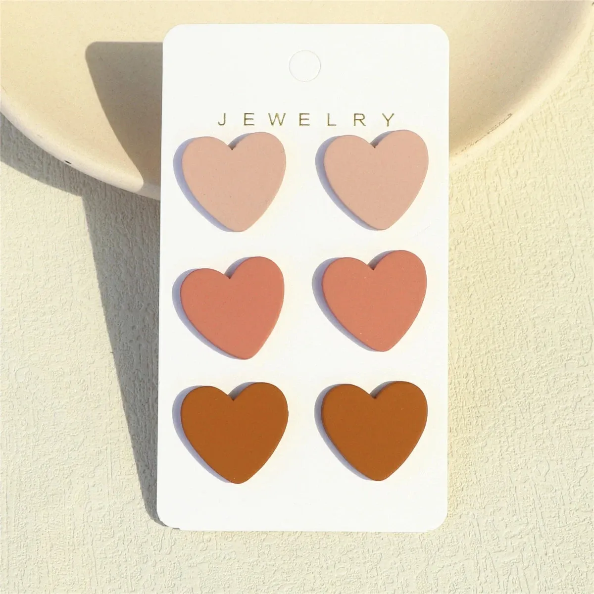 3 Pair Acrylic Heart Earrings