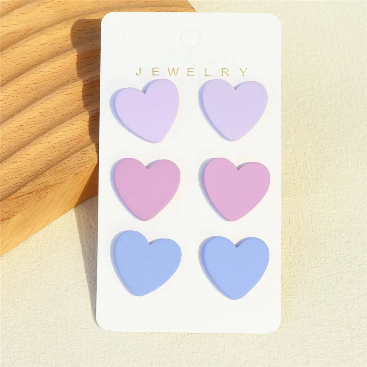 3 Pair Acrylic Heart Earrings