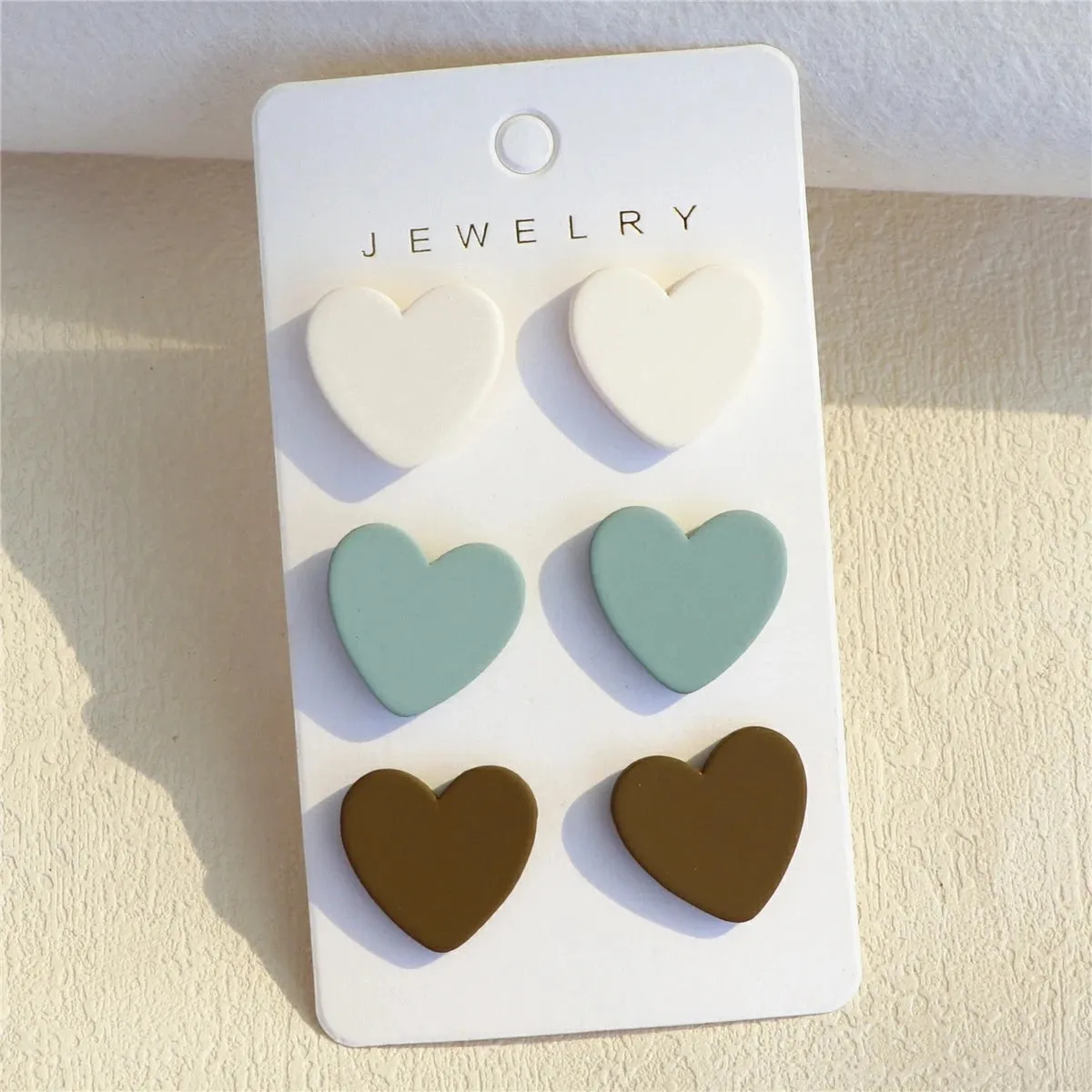 3 Pair Acrylic Heart Earrings