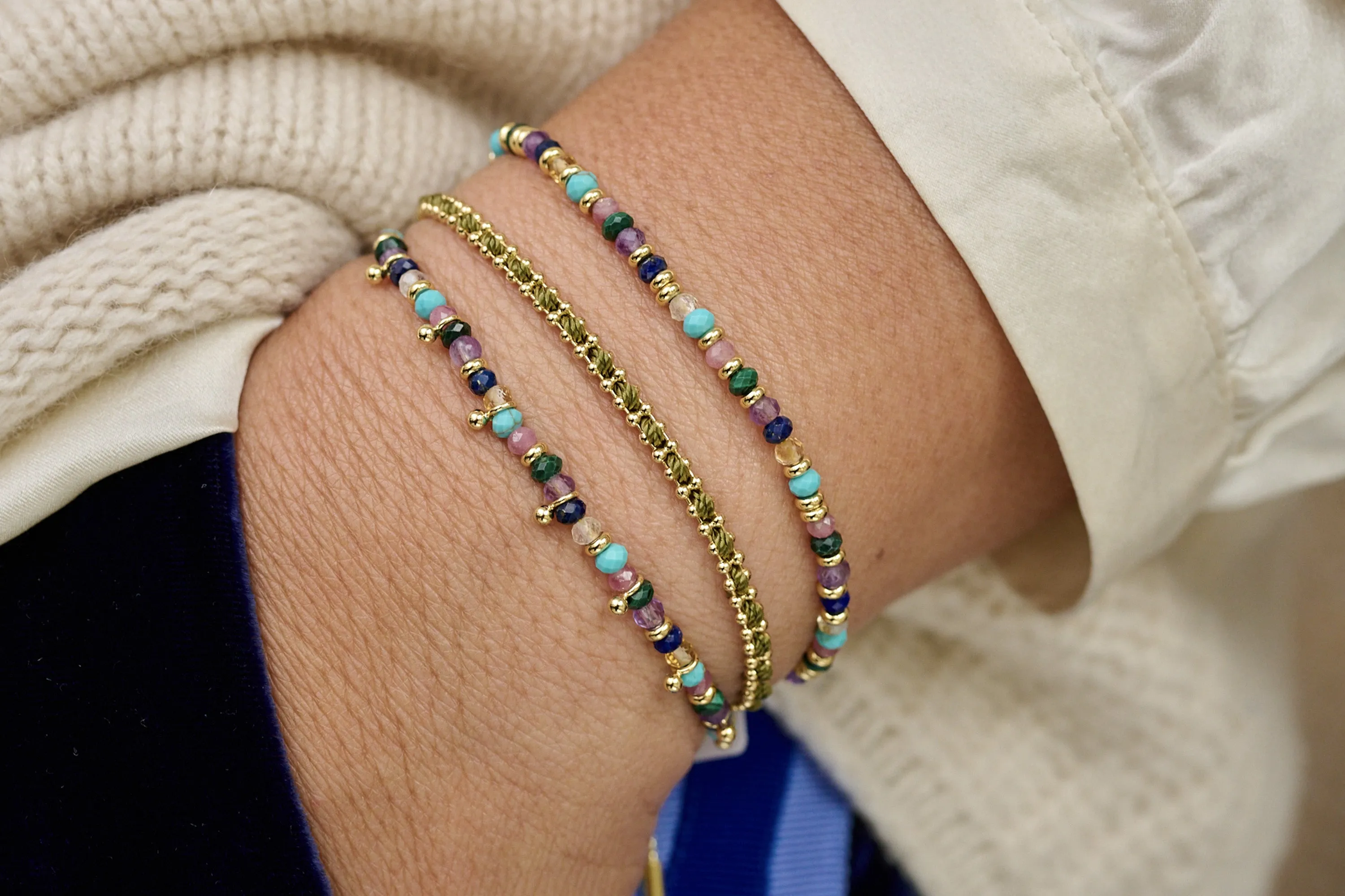 Braid Taupe Gold Bracelet