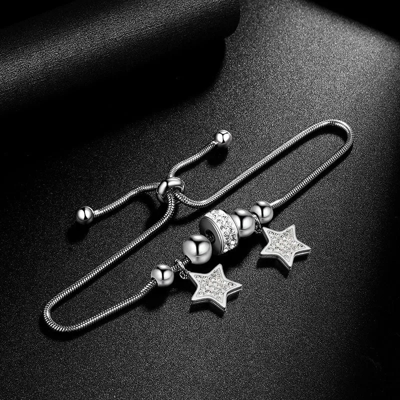 Charm Bead Lucky Star Link Bracelets Women Jewelry Stainless Steel