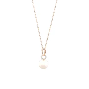 Diamond Hanging Ring Pearl Necklace