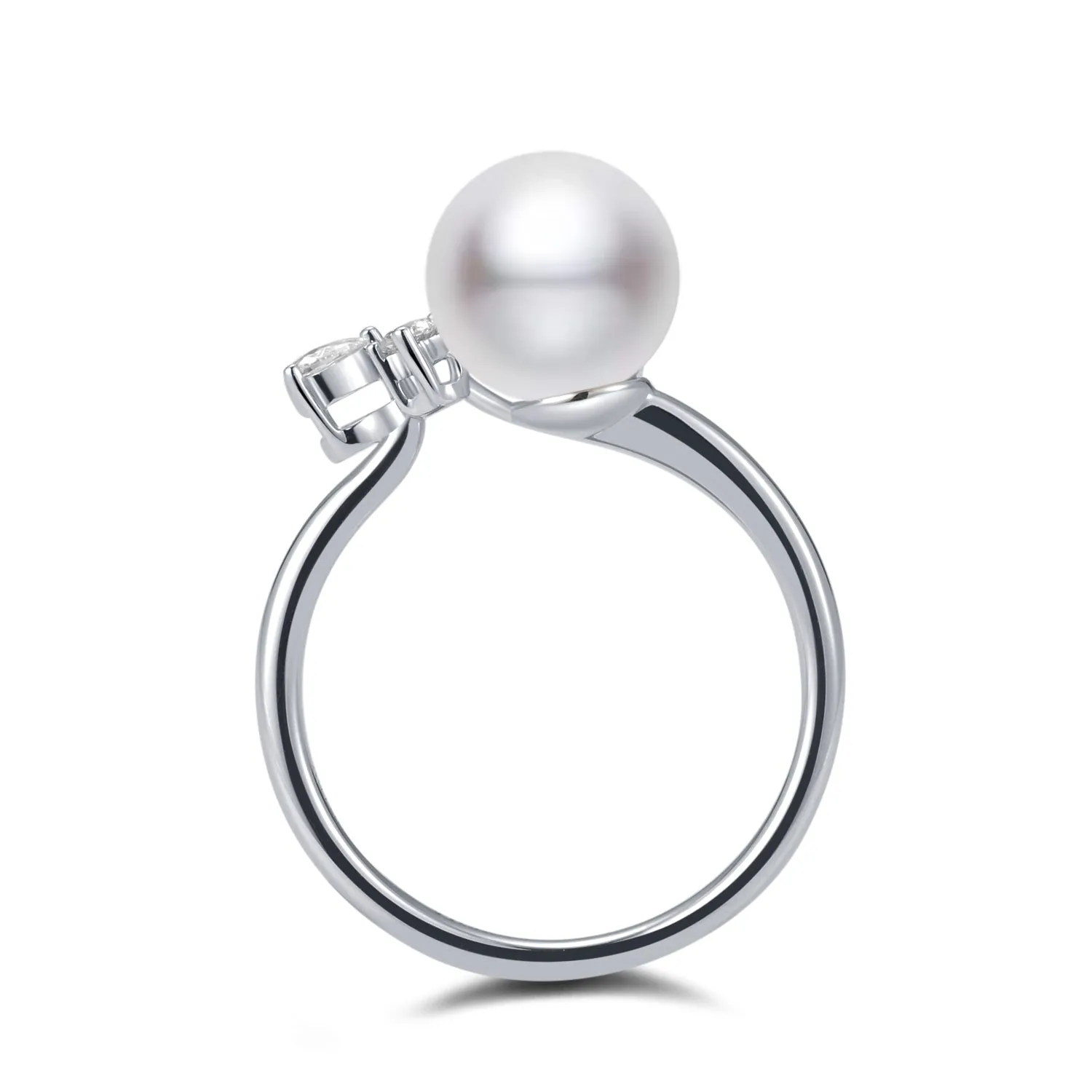 Diamond "Clover" Seawater Pearl Ring