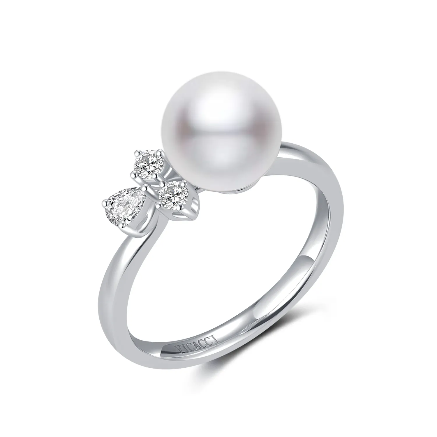 Diamond "Clover" Seawater Pearl Ring