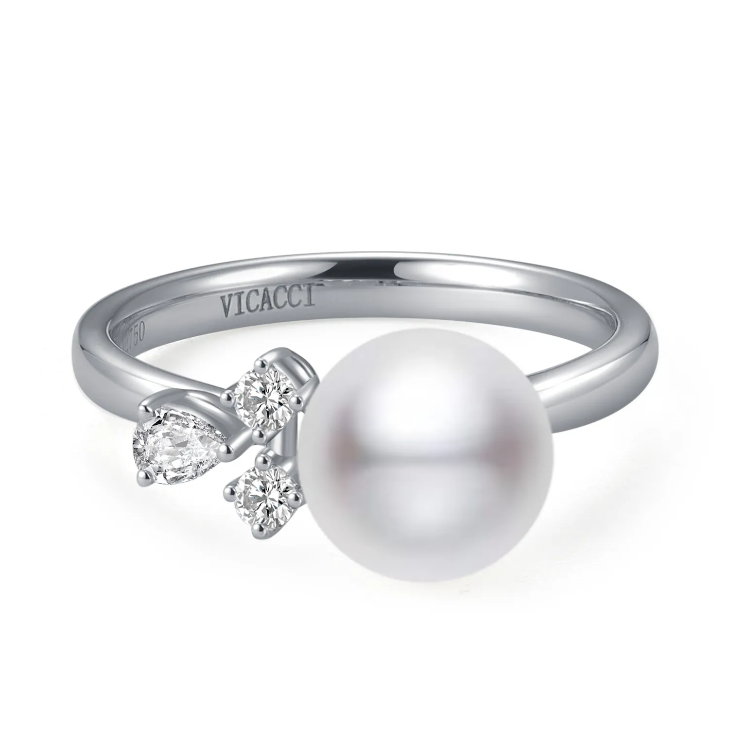 Diamond "Clover" Seawater Pearl Ring