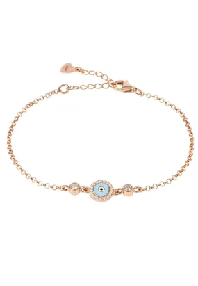 Evil Eye Enamel Light Blue Bracelet Rosegold