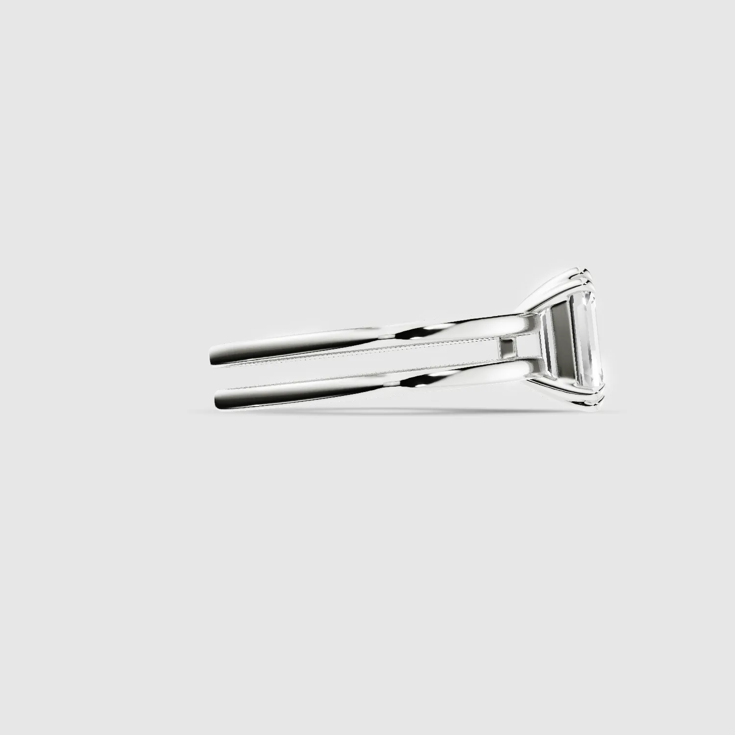 Gold Dual Shank Lab Grown Diamond Solitaire Ring-Emerald Cut