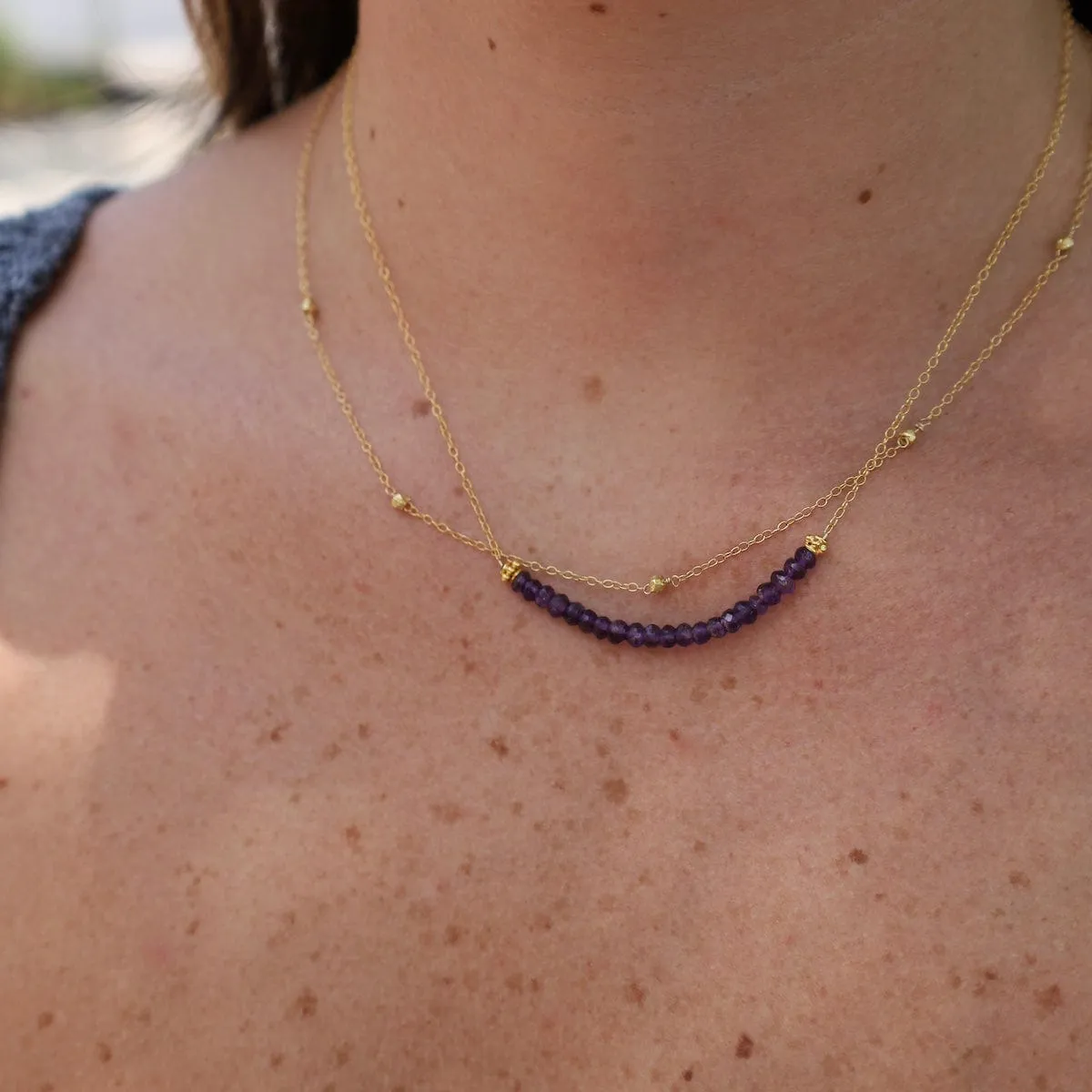 Gold Filled Chain with 5 Gold Nuggets Gemstone Station Necklace