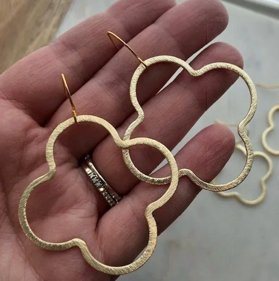 Gold Geometric Earrings, Geometric Statement Earrings, Geometric Statement Jewelry Gold Statement Earrings Gold Clover Earrings Jewelry Gift