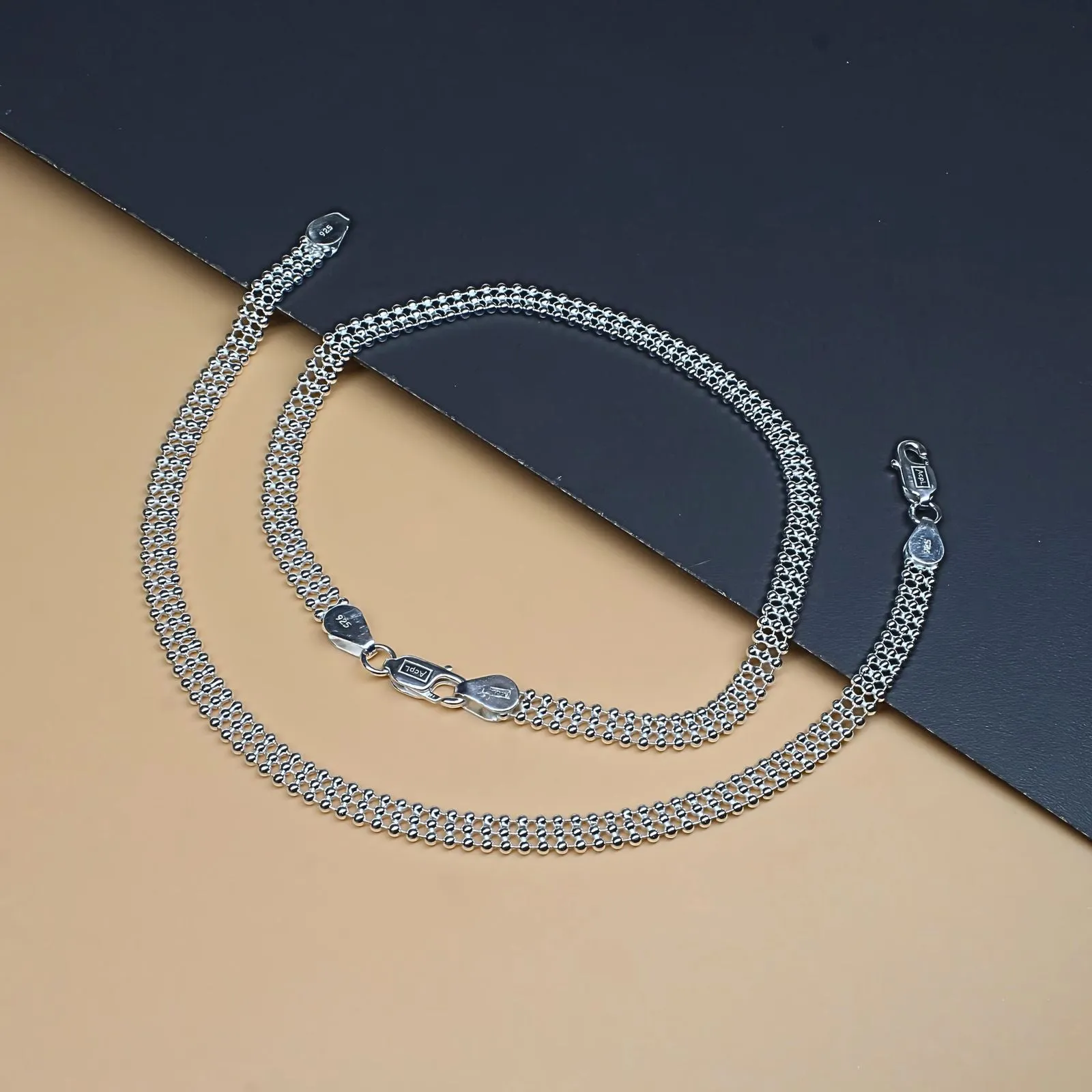 Indian Boho Style 925 Silver Girl Women Ball Chain Anklets Ankle Bracelet