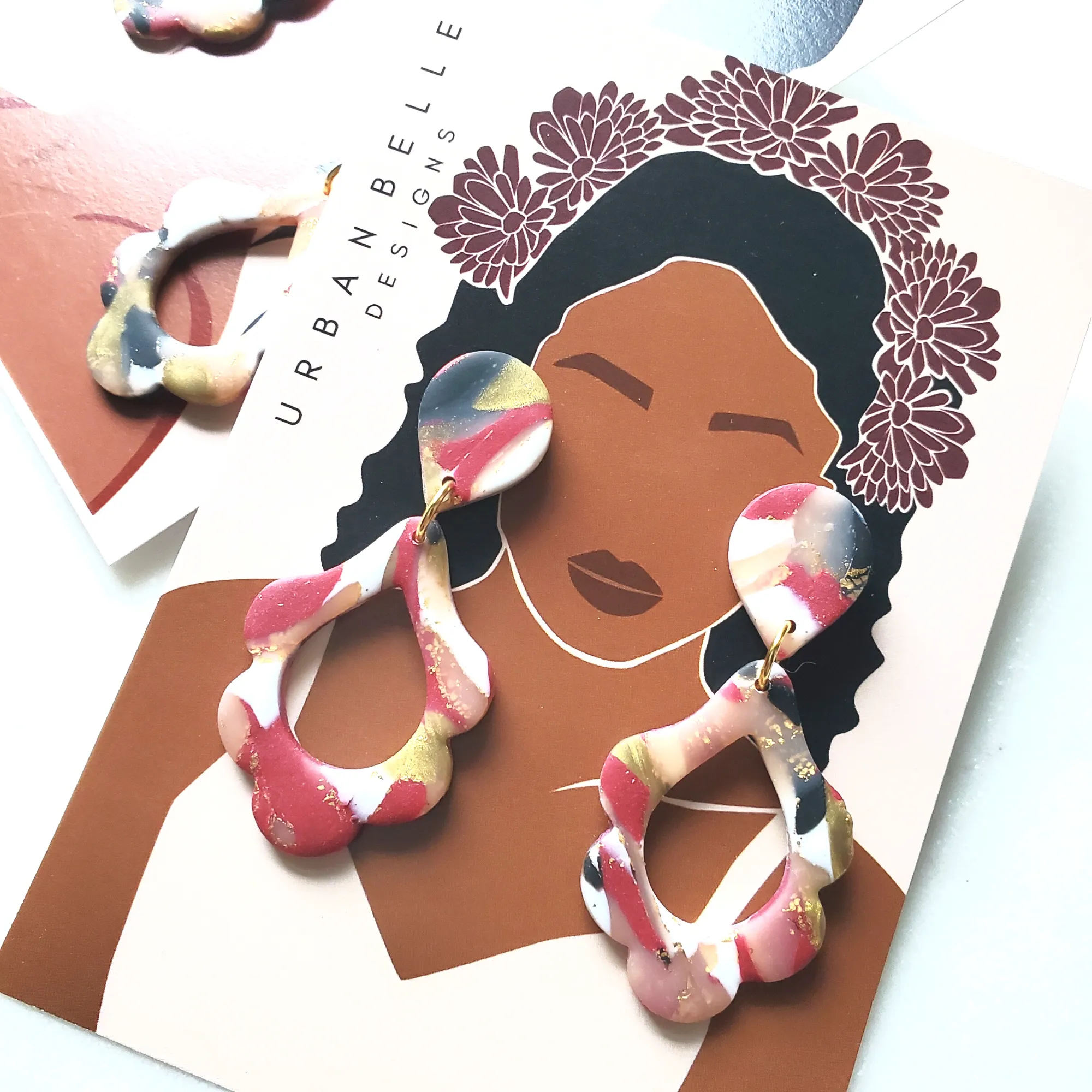 Marnie Statement Earrings - Terrazzo Red