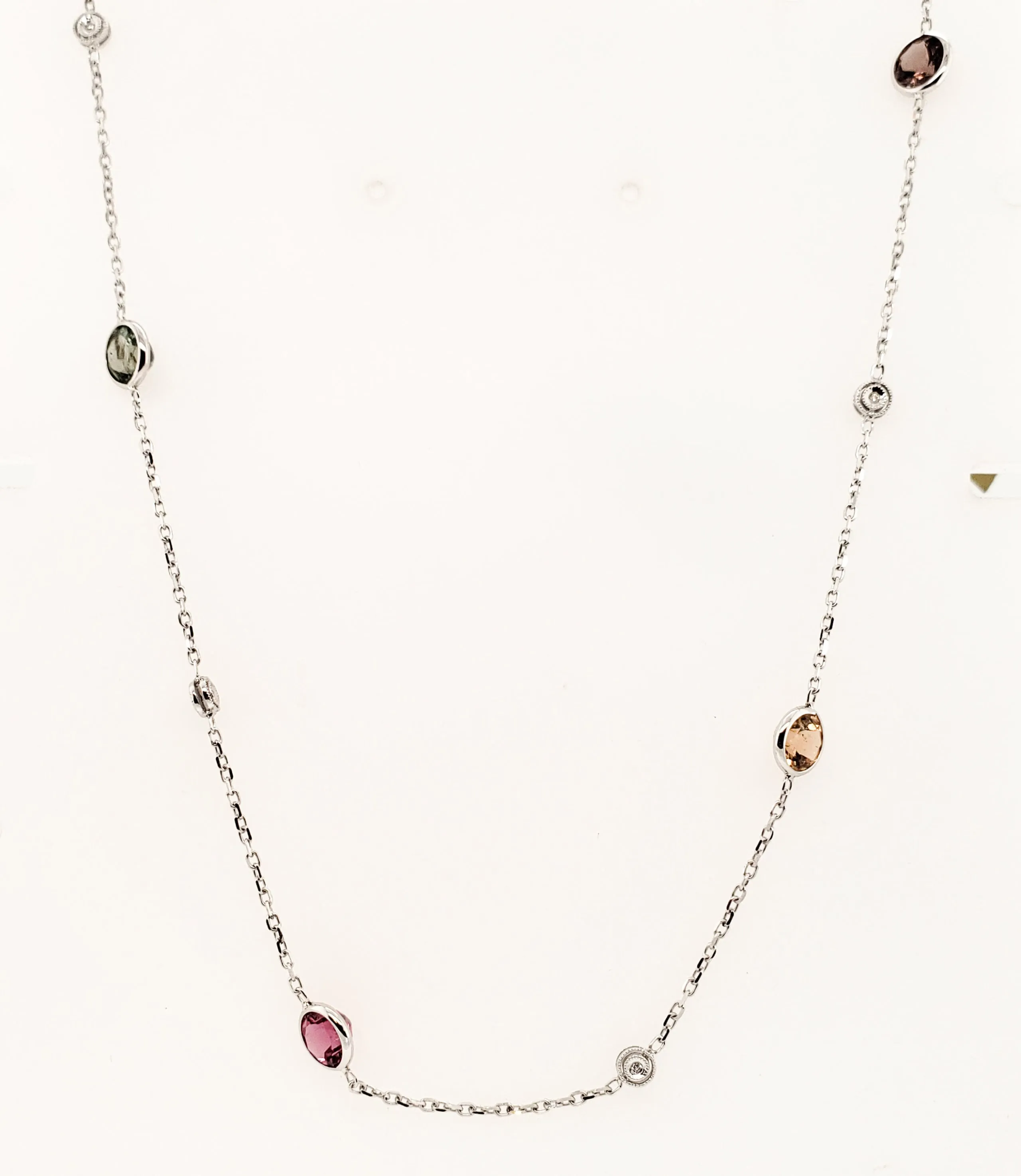 Mixed Gemstone and Diamond by the Yard Necklace