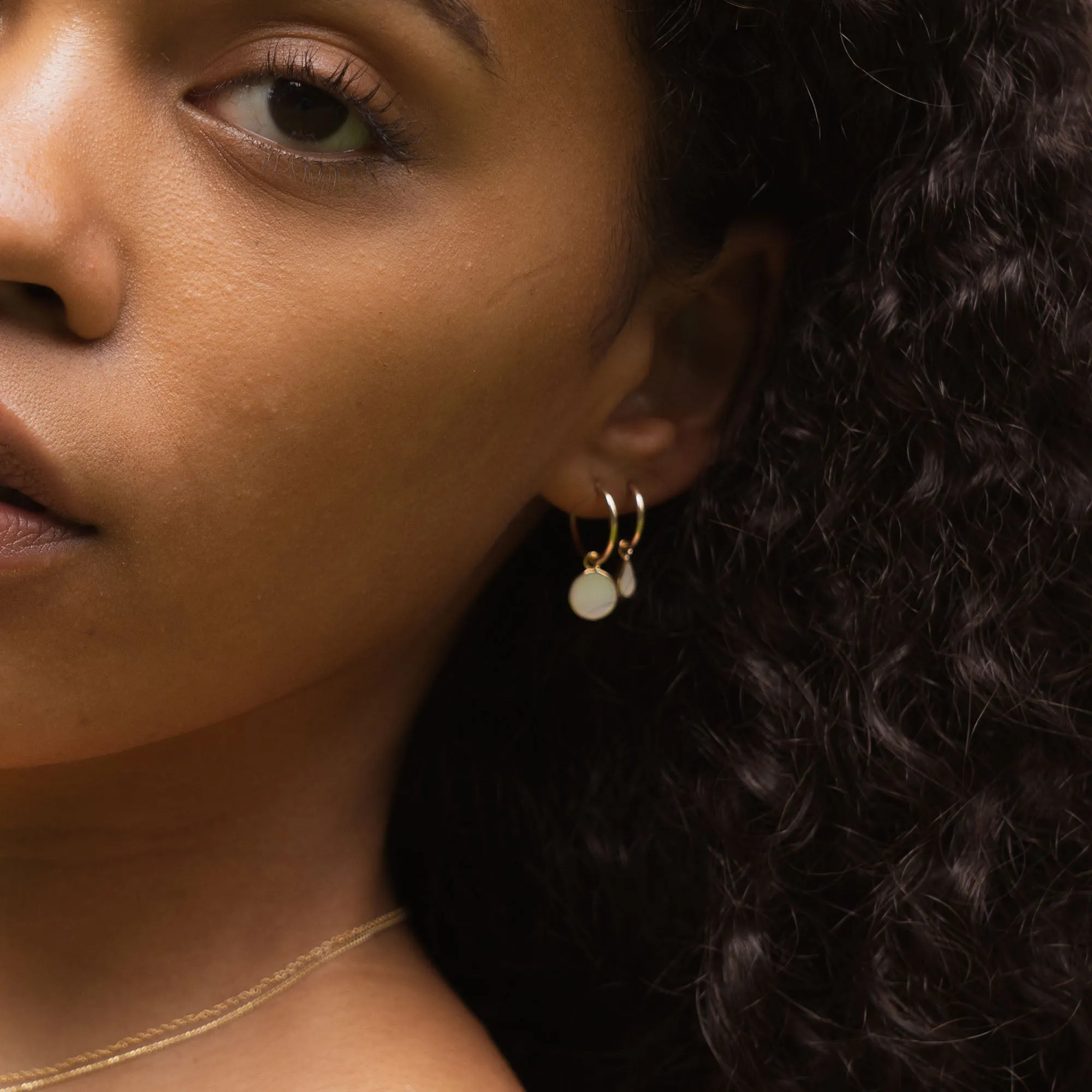 Mother of Pearl pendant earring gold filled