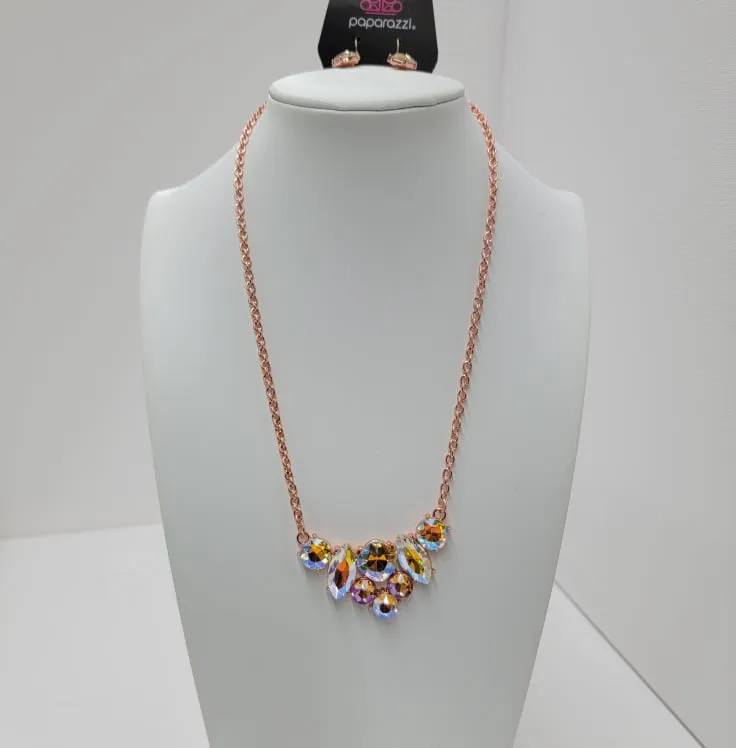 PAPARAZZI SHINY COPPER LOP OIL SPILL NECKLACE