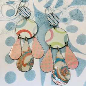 Pastels Circle & Dashed Zero Waste Tin Chandelier Earrings