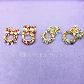 Pearly Seed Bead Deity Bangles Set - Ruby or Pastel- Tiny or Extra Small