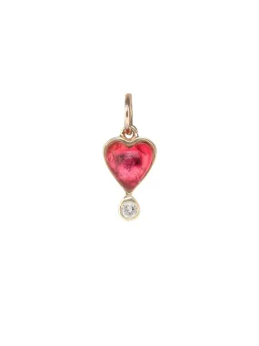 Pink Tourmaline and Diamond Byrdie Heart Charm