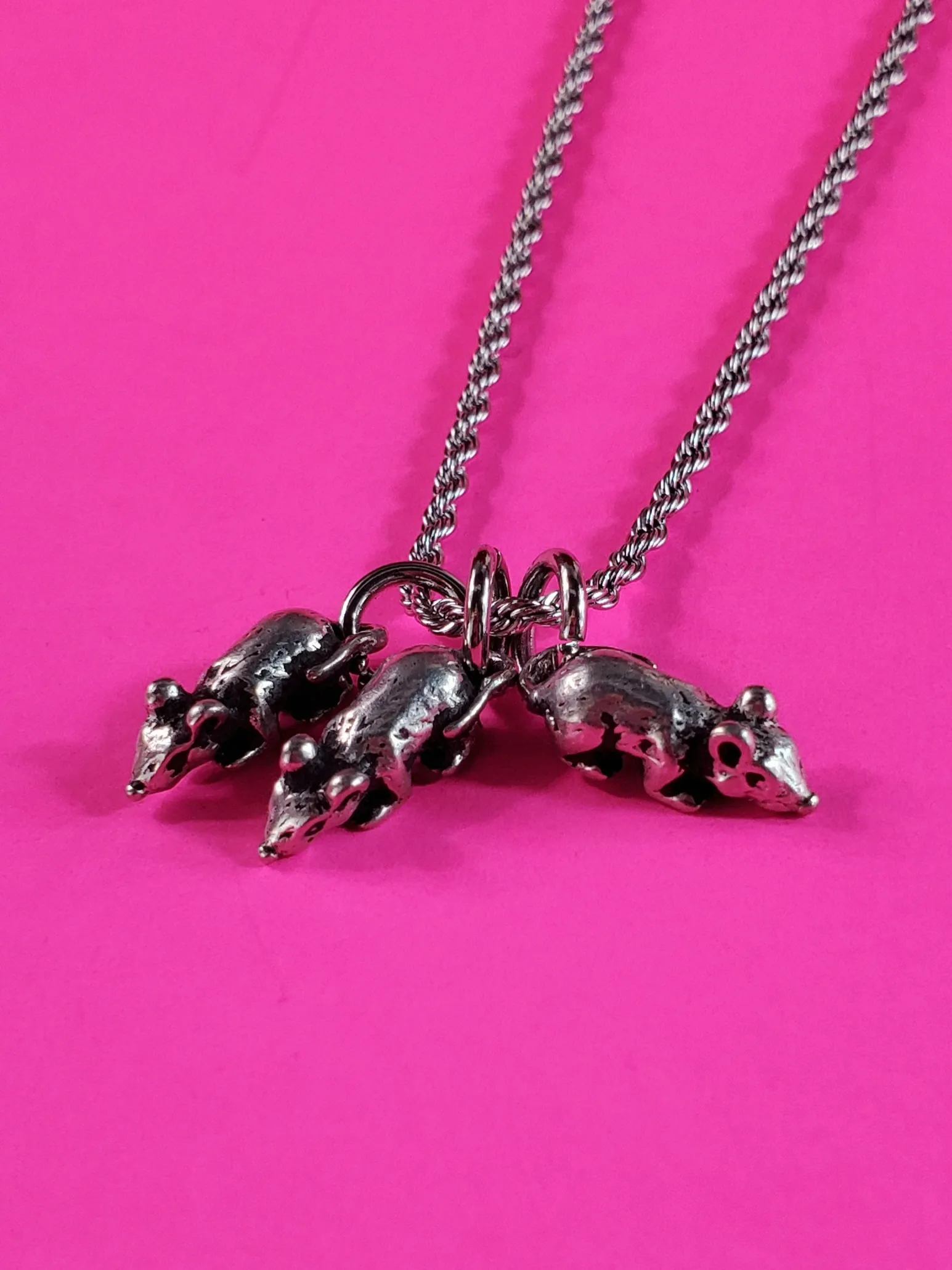Rat Trio Charm Necklace