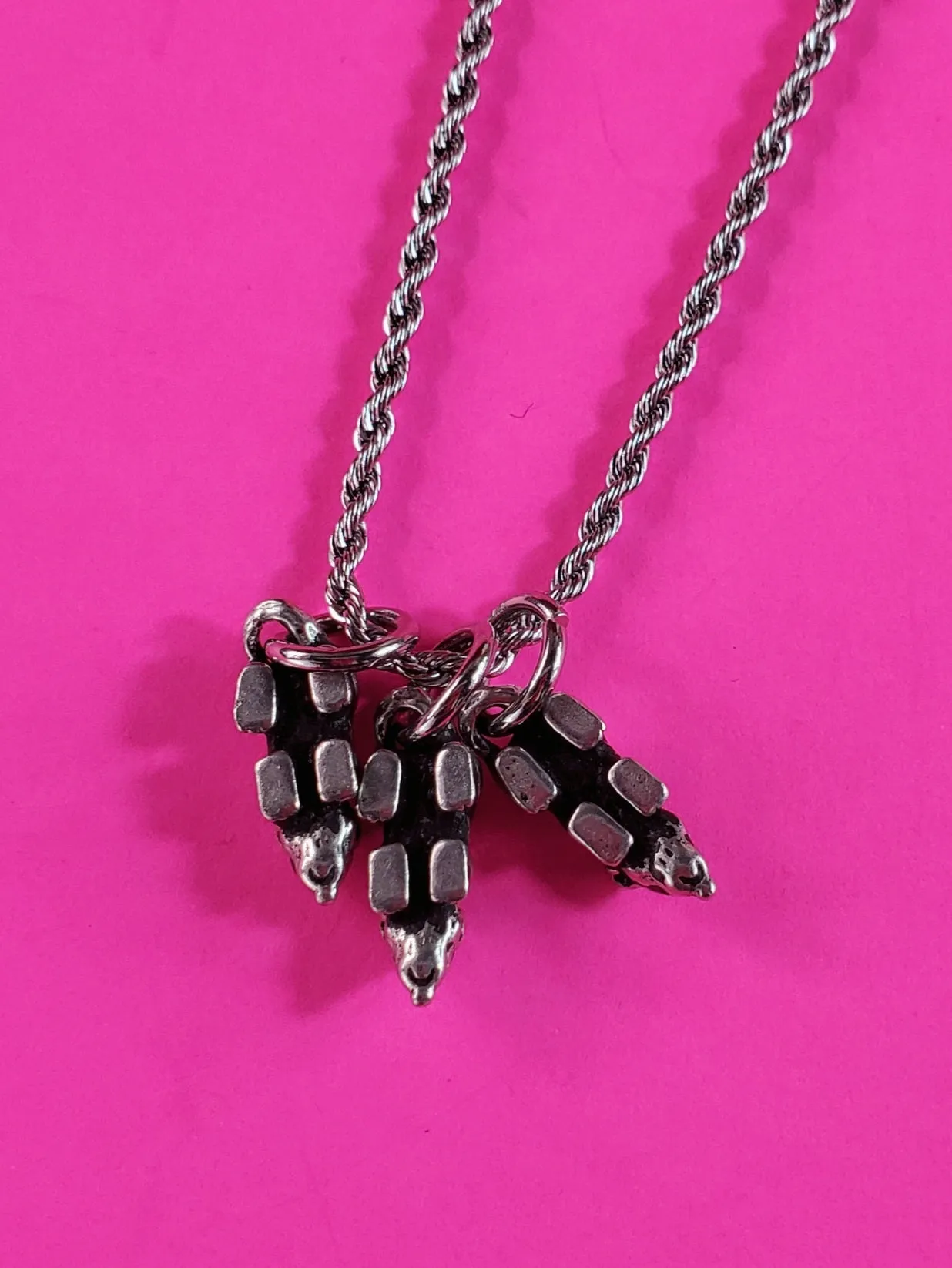Rat Trio Charm Necklace
