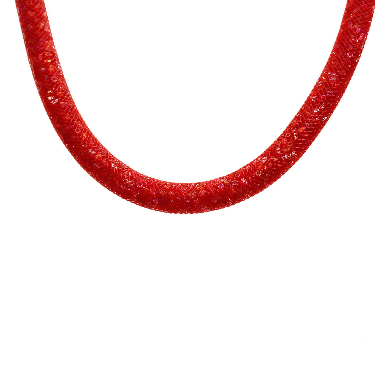 Red Shiny Rhinestone Crystal Star Glitter Mesh Magnetic Necklace