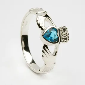 Retired DECEMBER Birthstone Silver Claddagh Ring LS-BSR-12