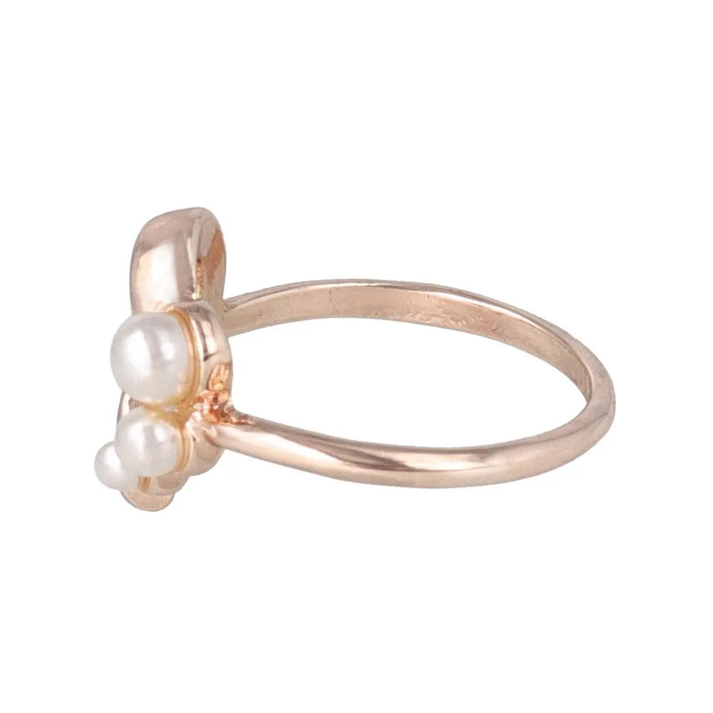 Rose Silver Pearlized Heart Ring