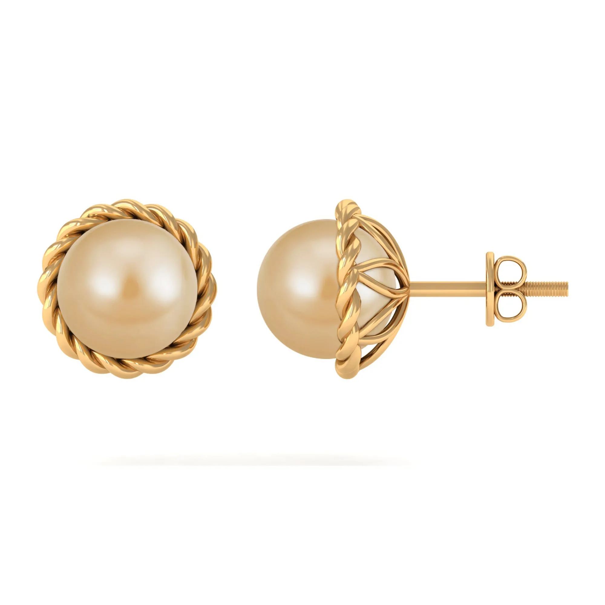 Round South Sea Pearl Solitaire Stud Earrings