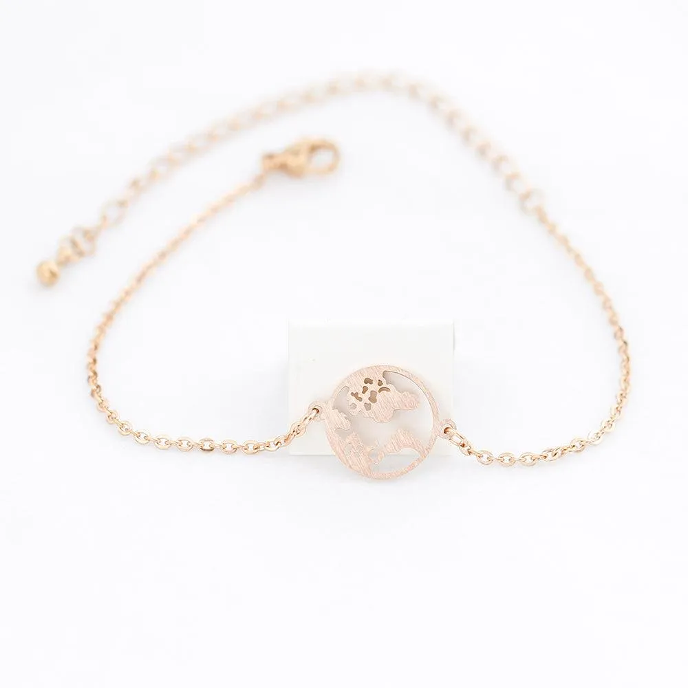 Stainless Steel World Map Bracelets For Women