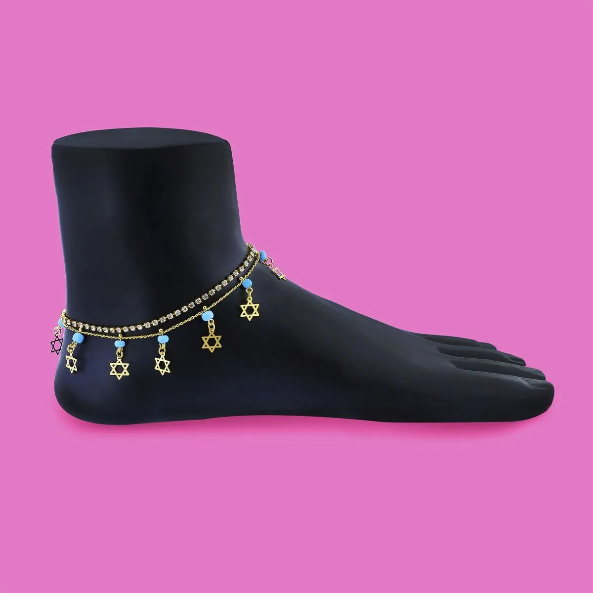 Star Turquoise Stylish Indo Dainty Delicate Charms Single Leg Payal