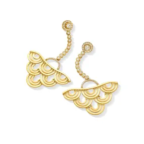 Yellow Gold Water Duet Earrings with White Diamonds
